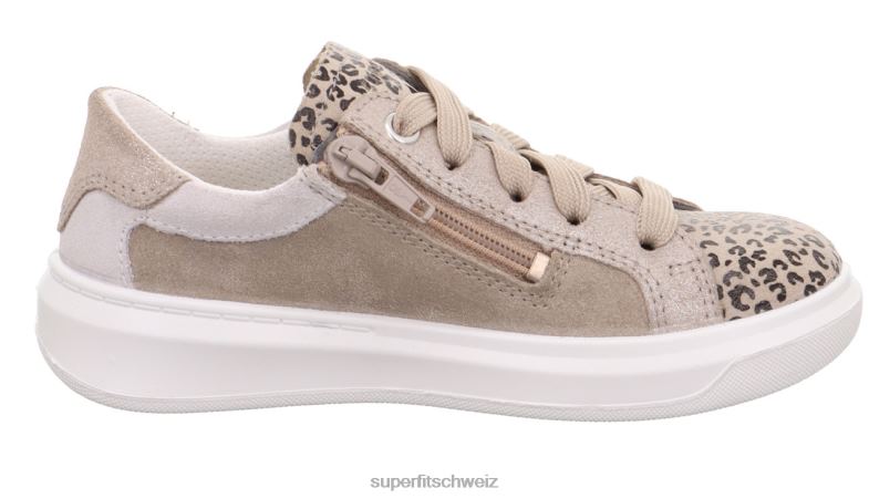 Kleinkinder niedrige Turnschuhe 44B2D835 Superfit Cosmo - Sneaker Low mit Schnürung beige/weiß