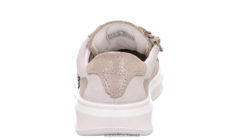 Kleinkinder niedrige Turnschuhe 44B2D835 Superfit Cosmo - Sneaker Low mit Schnürung beige/weiß