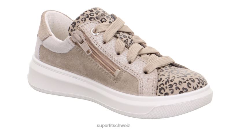 Kleinkinder niedrige Turnschuhe 44B2D835 Superfit Cosmo - Sneaker Low mit Schnürung beige/weiß