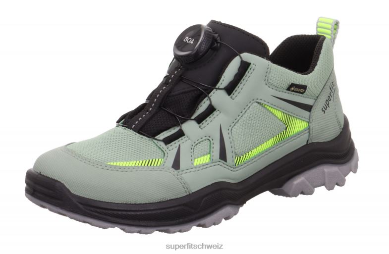 Kleinkinder niedrige Turnschuhe 44B2D886 Superfit Jupiter - Low-Sneaker mit Boa-Fit-System hellgrün/schwarz