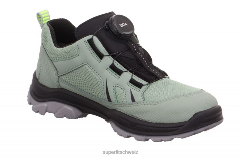 Kleinkinder niedrige Turnschuhe 44B2D886 Superfit Jupiter - Low-Sneaker mit Boa-Fit-System hellgrün/schwarz