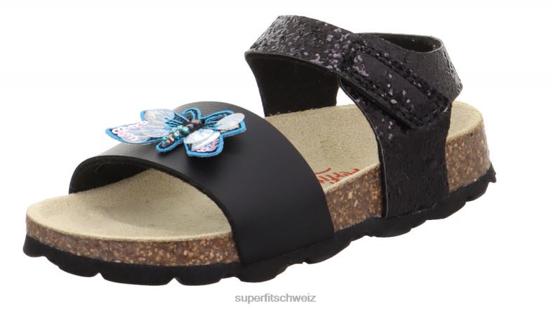 Kleinkinder Sandalen 44B2D551 Superfit fussbettpantoffel - Sandale mit Klettverschluss Schwarz