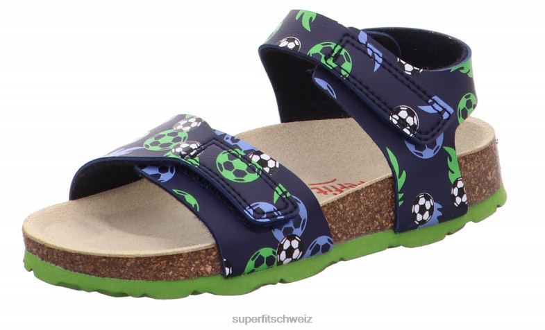 Kleinkinder Sandalen 44B2D555 Superfit fussbettpantoffel - Sandale mit Klettverschluss Blau Grün