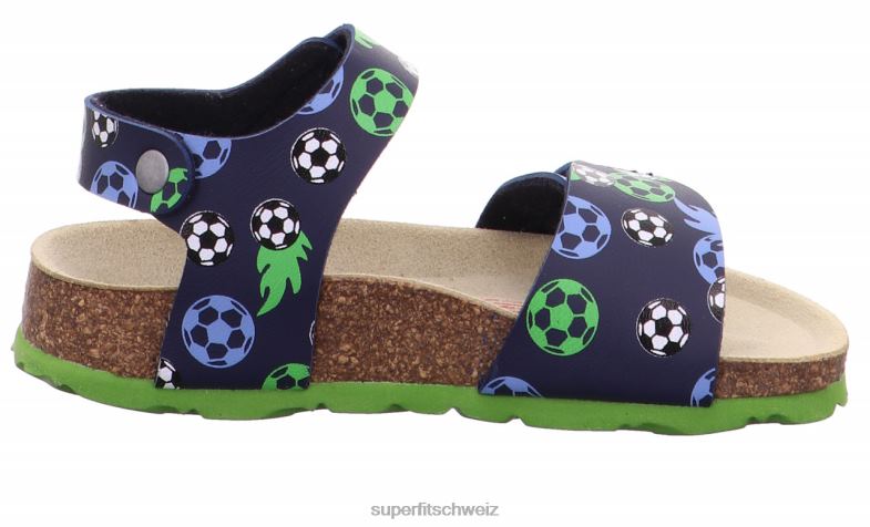Kleinkinder Sandalen 44B2D555 Superfit fussbettpantoffel - Sandale mit Klettverschluss Blau Grün