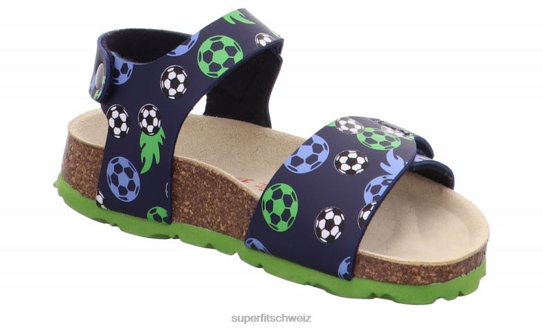 Kleinkinder Sandalen 44B2D555 Superfit fussbettpantoffel - Sandale mit Klettverschluss Blau Grün