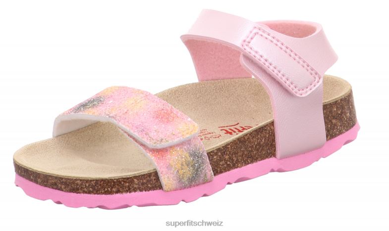 Kleinkinder Sandalen 44B2D570 Superfit fussbettpantoffel - Sandale mit Klettverschluss rosa/mehrfarbig