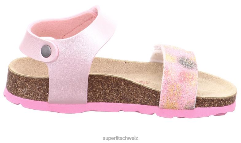 Kleinkinder Sandalen 44B2D570 Superfit fussbettpantoffel - Sandale mit Klettverschluss rosa/mehrfarbig