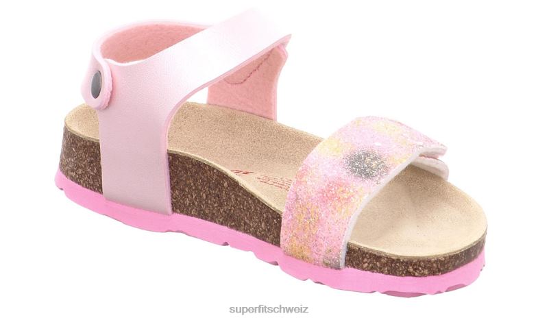Kleinkinder Sandalen 44B2D570 Superfit fussbettpantoffel - Sandale mit Klettverschluss rosa/mehrfarbig