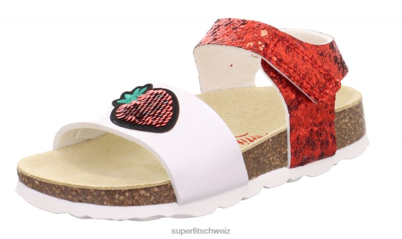 Kleinkinder Sandalen 44B2D571 Superfit fussbettpantoffel - Sandale mit Klettverschluss rot-Weiss