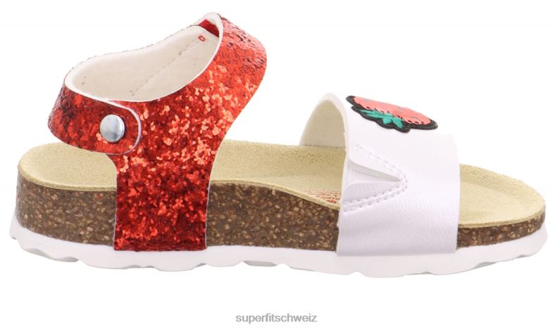 Kleinkinder Sandalen 44B2D571 Superfit fussbettpantoffel - Sandale mit Klettverschluss rot-Weiss