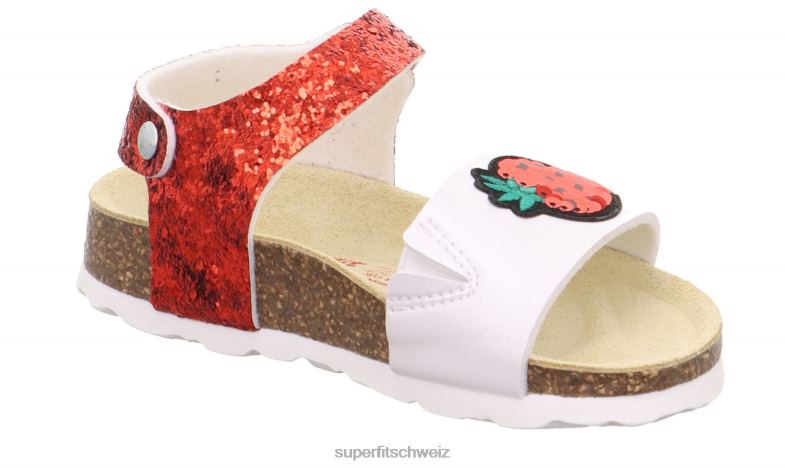 Kleinkinder Sandalen 44B2D571 Superfit fussbettpantoffel - Sandale mit Klettverschluss rot-Weiss