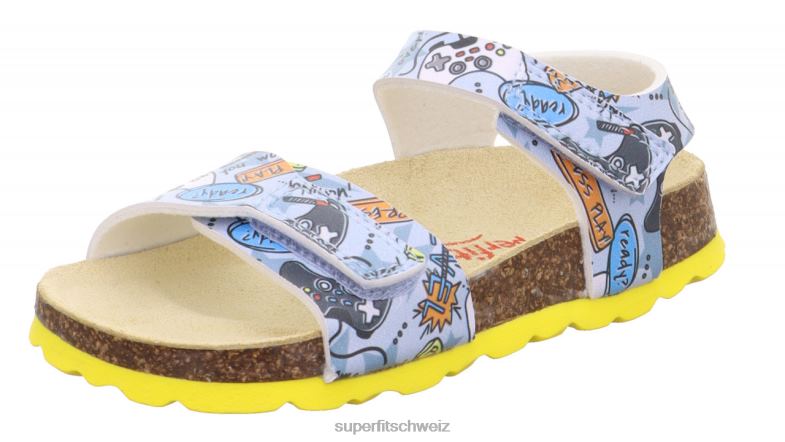 Kleinkinder Sandalen 44B2D573 Superfit fussbettpantoffel - Sandale mit Klettverschluss grau/mehrfarbig