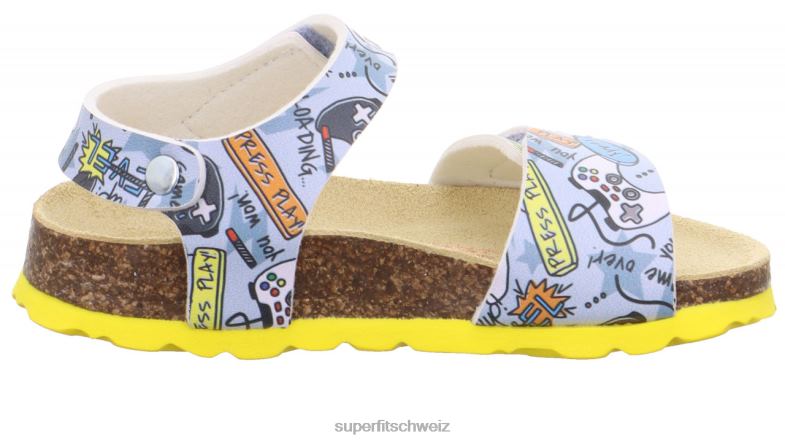 Kleinkinder Sandalen 44B2D573 Superfit fussbettpantoffel - Sandale mit Klettverschluss grau/mehrfarbig