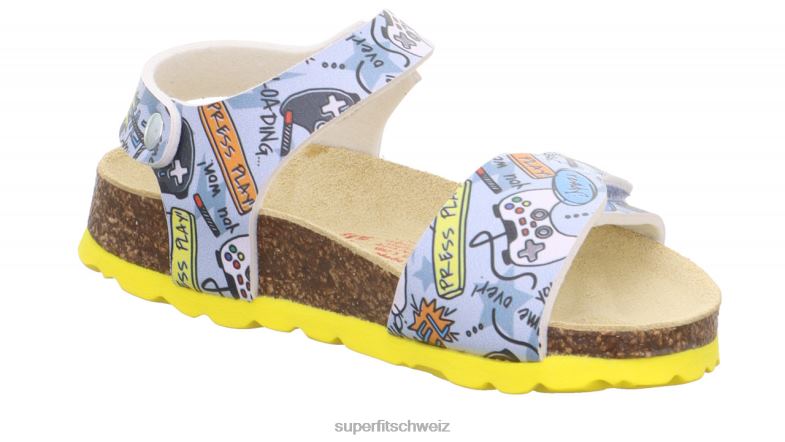 Kleinkinder Sandalen 44B2D573 Superfit fussbettpantoffel - Sandale mit Klettverschluss grau/mehrfarbig