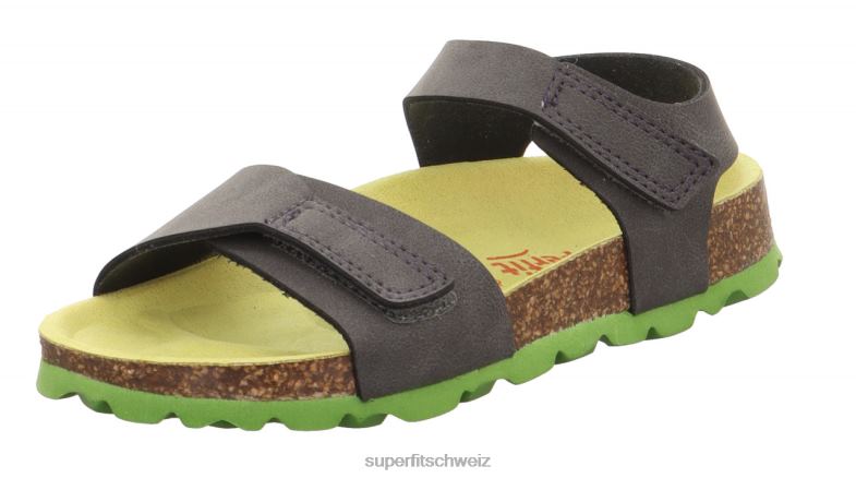 Kleinkinder Sandalen 44B2D575 Superfit fussbettpantoffel - Sandale mit Klettverschluss grau Grün