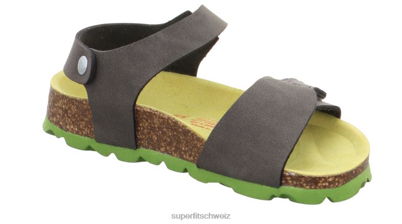 Kleinkinder Sandalen 44B2D575 Superfit fussbettpantoffel - Sandale mit Klettverschluss grau Grün