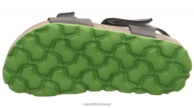 Kleinkinder Sandalen 44B2D575 Superfit fussbettpantoffel - Sandale mit Klettverschluss grau Grün