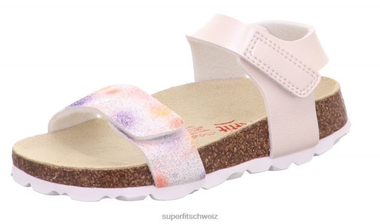 Kleinkinder Sandalen 44B2D585 Superfit fussbettpantoffel - Sandale mit Klettverschluss weiß/mehrfarbig