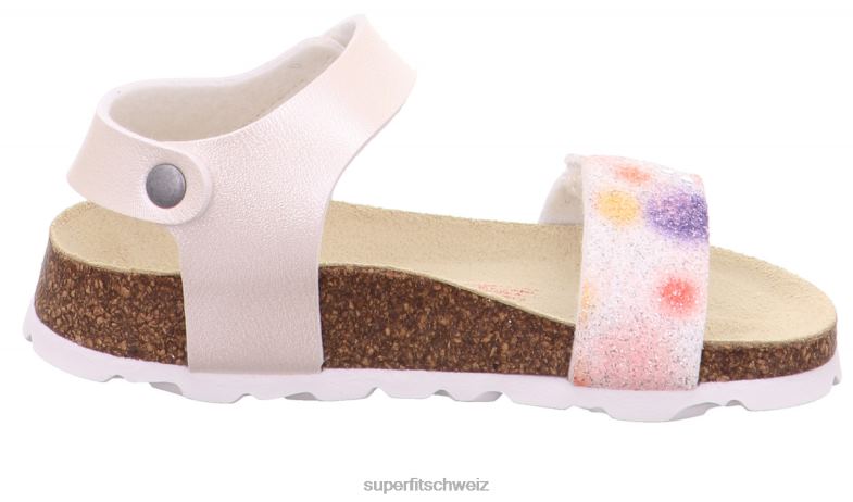 Kleinkinder Sandalen 44B2D585 Superfit fussbettpantoffel - Sandale mit Klettverschluss weiß/mehrfarbig