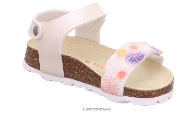 Kleinkinder Sandalen 44B2D585 Superfit fussbettpantoffel - Sandale mit Klettverschluss weiß/mehrfarbig