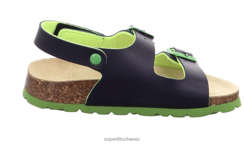 Kleinkinder Sandalen 44B2D587 Superfit fussbettpantoffel - Sandale mit Schnalle Blau Grün