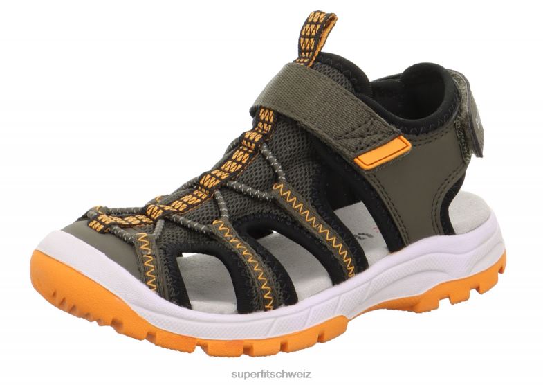 Kleinkinder Sandalen 44B2D617 Superfit Tornado Light - Sandale mit Klettverschluss grün/orange