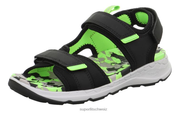 Kleinkinder Sandalen 44B2D619 Superfit Criss Cross - Sandale mit Klettverschluss schwarz/hellgrün