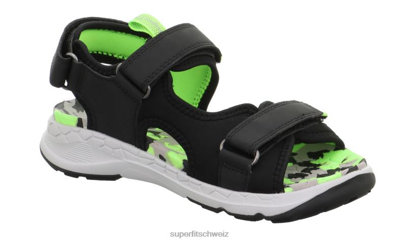 Kleinkinder Sandalen 44B2D619 Superfit Criss Cross - Sandale mit Klettverschluss schwarz/hellgrün