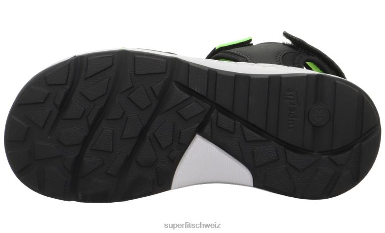 Kleinkinder Sandalen 44B2D619 Superfit Criss Cross - Sandale mit Klettverschluss schwarz/hellgrün