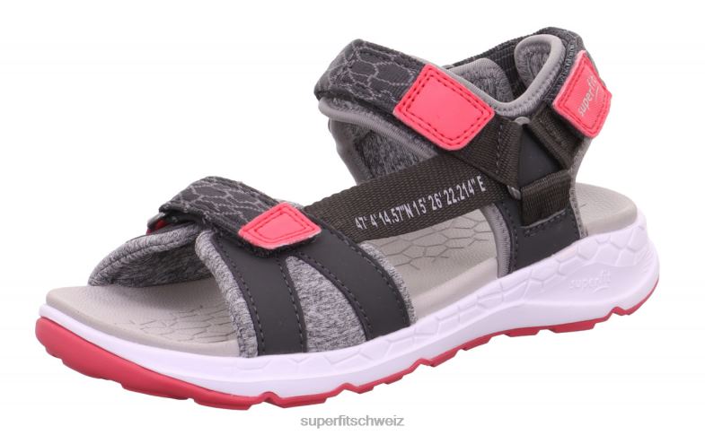 Kleinkinder Sandalen 44B2D663 Superfit Criss Cross - Sandale mit Klettverschluss grau/rosa