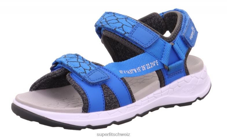 Kleinkinder Sandalen 44B2D665 Superfit Criss Cross - Sandale mit Klettverschluss Blau grau