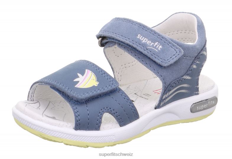 Kleinkinder Sandalen 44B2D666 Superfit Emily – Sandale mit Klettverschluss Blau Gelb