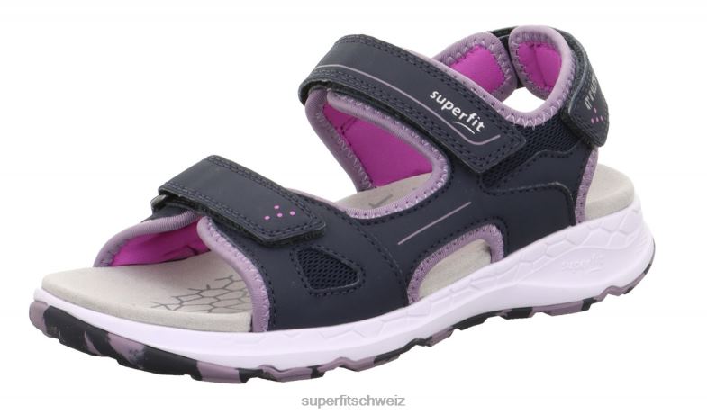 Kleinkinder Sandalen 44B2D670 Superfit Criss Cross - Sandale mit Klettverschluss Blau Lila