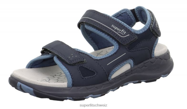 Kleinkinder Sandalen 44B2D671 Superfit Criss Cross - Sandale mit Klettverschluss blau/hellgrau