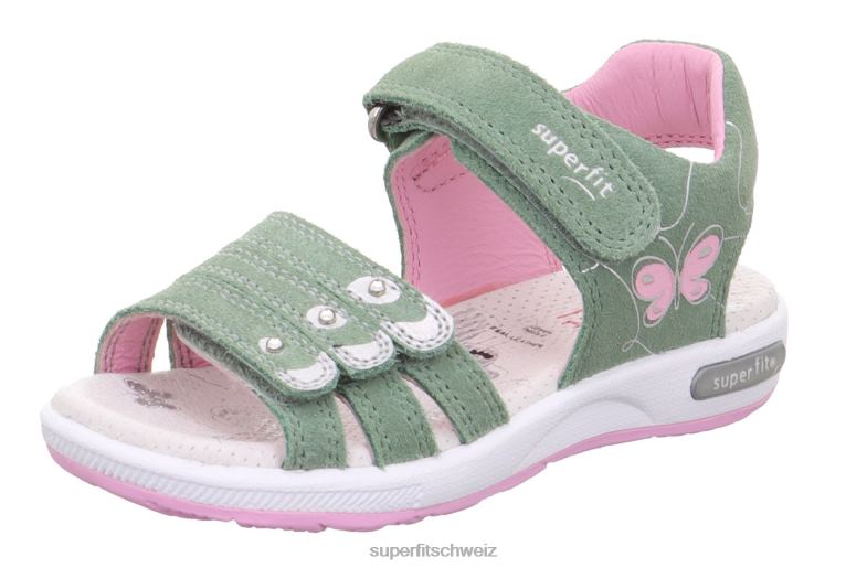Kleinkinder Sandalen 44B2D680 Superfit Emily – Sandale mit Klettverschluss hellgrün/rosa