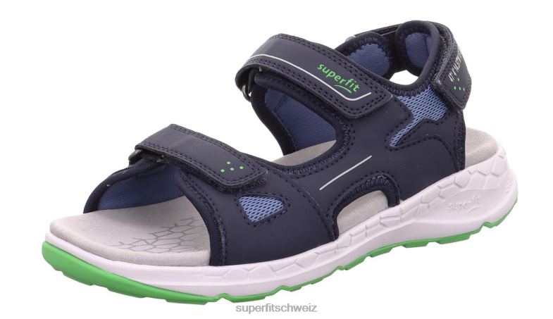 Kleinkinder Sandalen 44B2D682 Superfit Criss Cross - Sandale mit Klettverschluss Blau Grün
