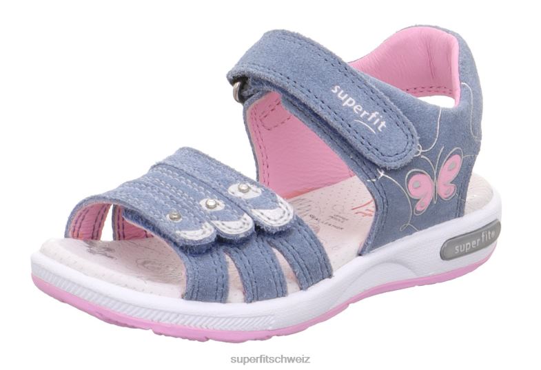 Kleinkinder Sandalen 44B2D688 Superfit Emily – Sandale mit Klettverschluss Blau Rosa