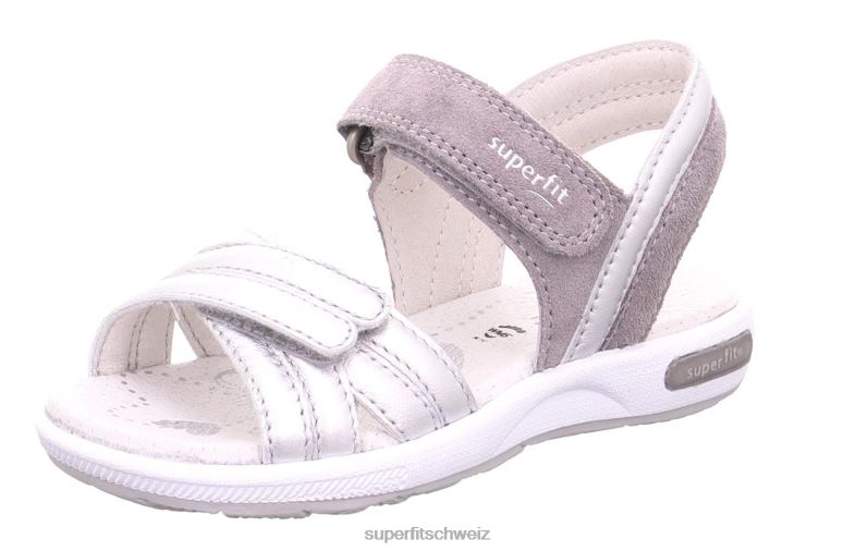 Kleinkinder Sandalen 44B2D689 Superfit Emily – Sandale mit Klettverschluss silber/hellgrau