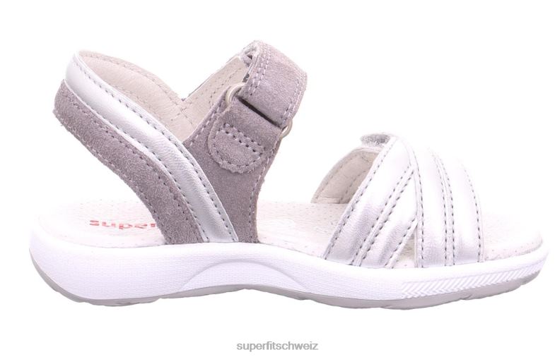 Kleinkinder Sandalen 44B2D689 Superfit Emily – Sandale mit Klettverschluss silber/hellgrau