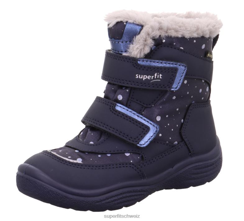 Kleinkinder Stiefel 44B2D696 Superfit Kristall - Stiefel mit Klettverschluss blau/hellgrau