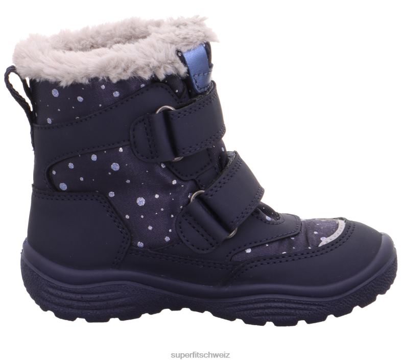 Kleinkinder Stiefel 44B2D696 Superfit Kristall - Stiefel mit Klettverschluss blau/hellgrau