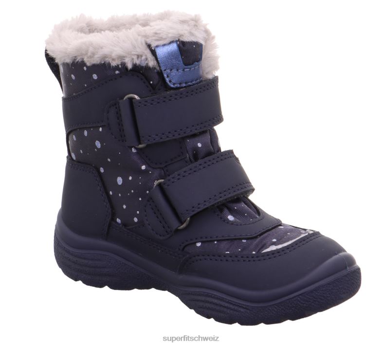 Kleinkinder Stiefel 44B2D696 Superfit Kristall - Stiefel mit Klettverschluss blau/hellgrau