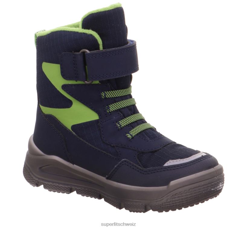 Kleinkinder Stiefel 44B2D698 Superfit Mars - Stiefel mit Klettverschluss blau/hellgrün