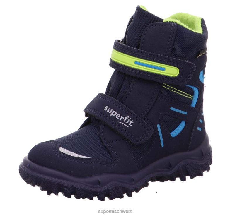 Kleinkinder Stiefel 44B2D699 Superfit Husky - Stiefel mit Klettverschluss Blau Grün