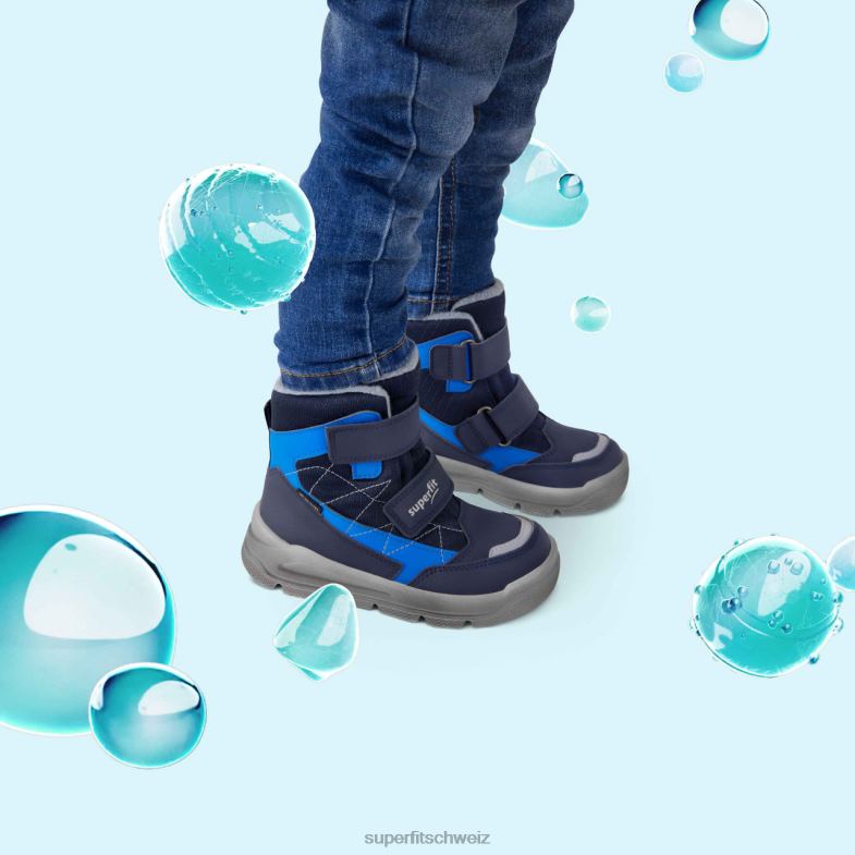Kleinkinder Stiefel 44B2D708 Superfit Mars - Stiefel mit Klettverschluss blau/hellgrau
