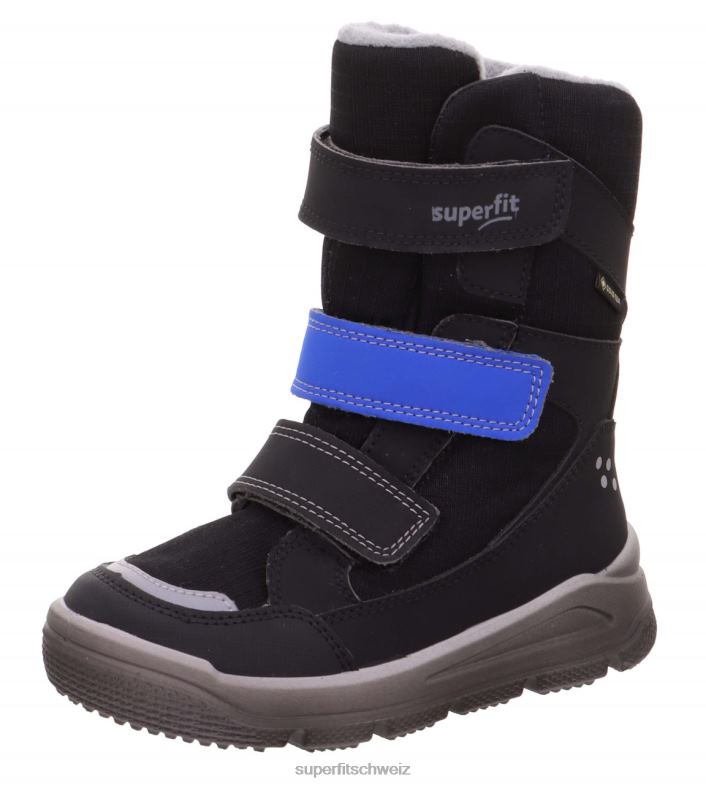 Kleinkinder Stiefel 44B2D710 Superfit Mars - Stiefel mit Klettverschluss Schwarz Blau