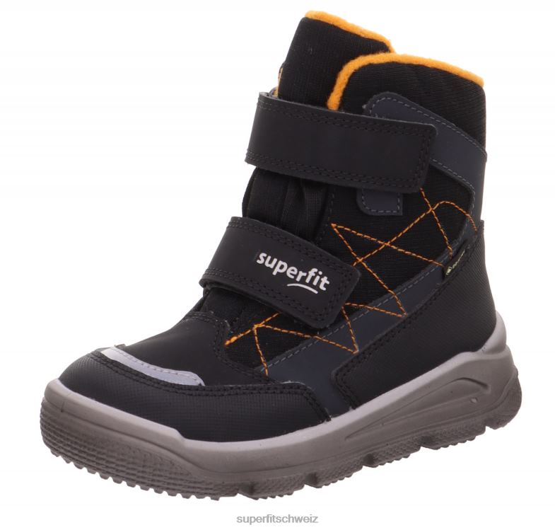 Kleinkinder Stiefel 44B2D711 Superfit Mars - Stiefel mit Klettverschluss schwarz/orange