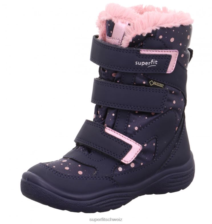 Kleinkinder Stiefel 44B2D712 Superfit Kristall - Stiefel mit Klettverschluss Blau Rosa