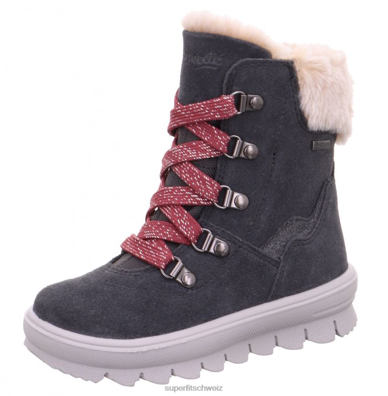 Kleinkinder Stiefel 44B2D714 Superfit Flavia - Stiefel mit Reißverschluss grau/rosa
