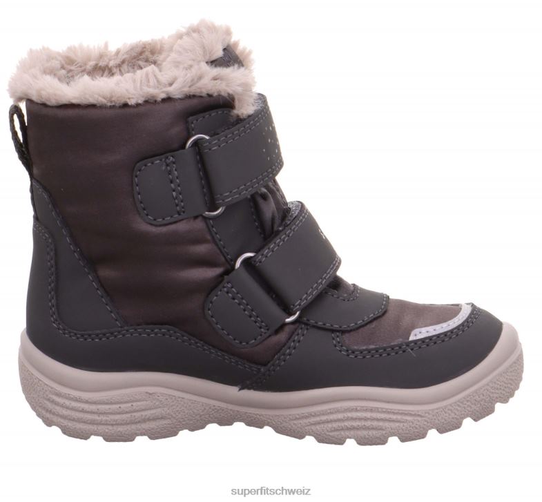 Kleinkinder Stiefel 44B2D715 Superfit Kristall - Stiefel mit Klettverschluss grau/beige